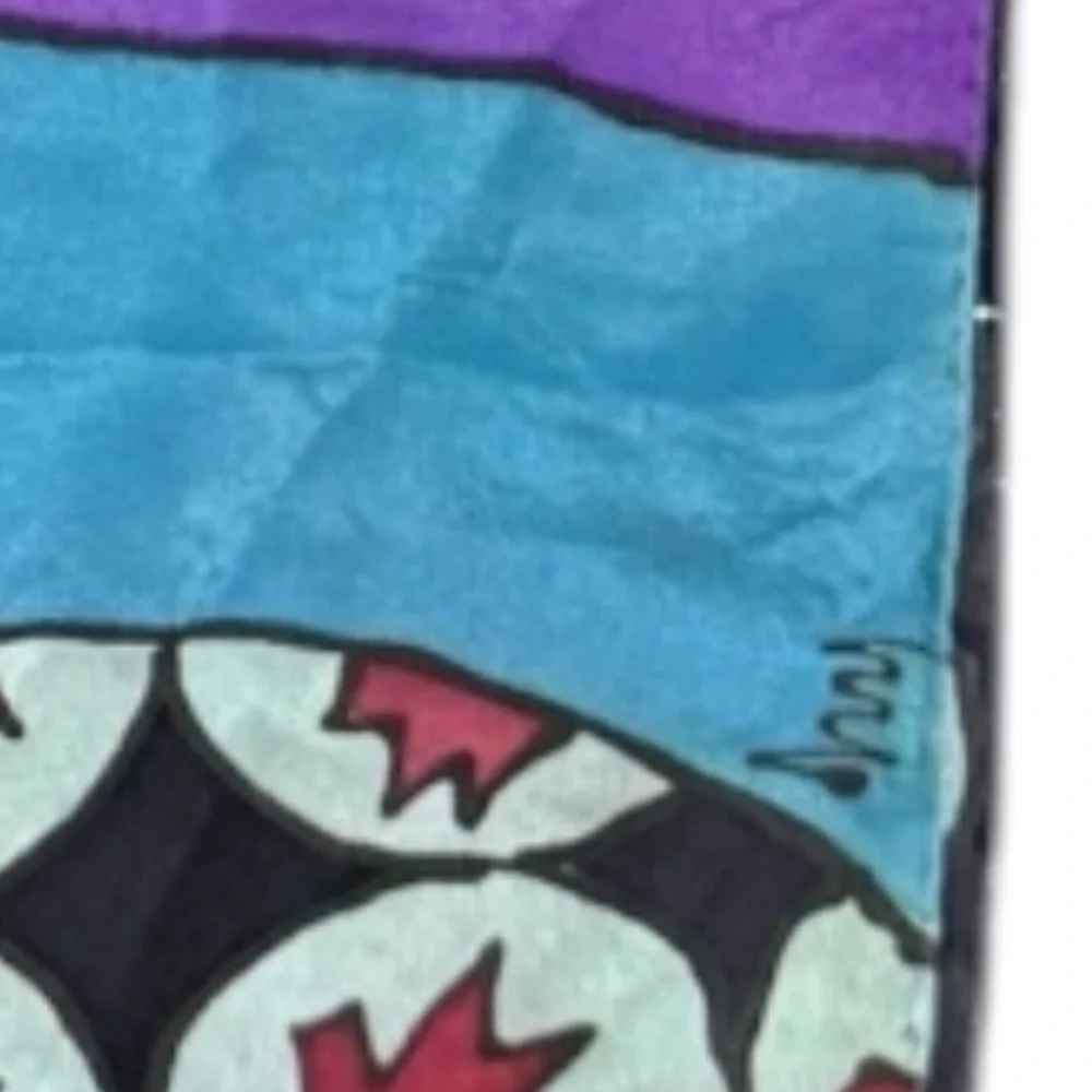 Signed Hand-Painted Silk Scarf 57”x14.5” | Artisan Wearable Art | Studio Textile